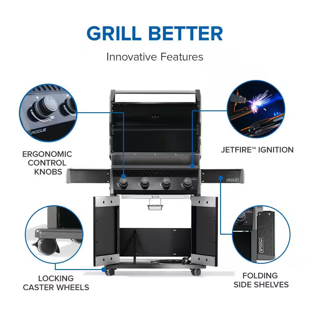 Rogue 525 4-Burner Propane Gas Grill in Black
